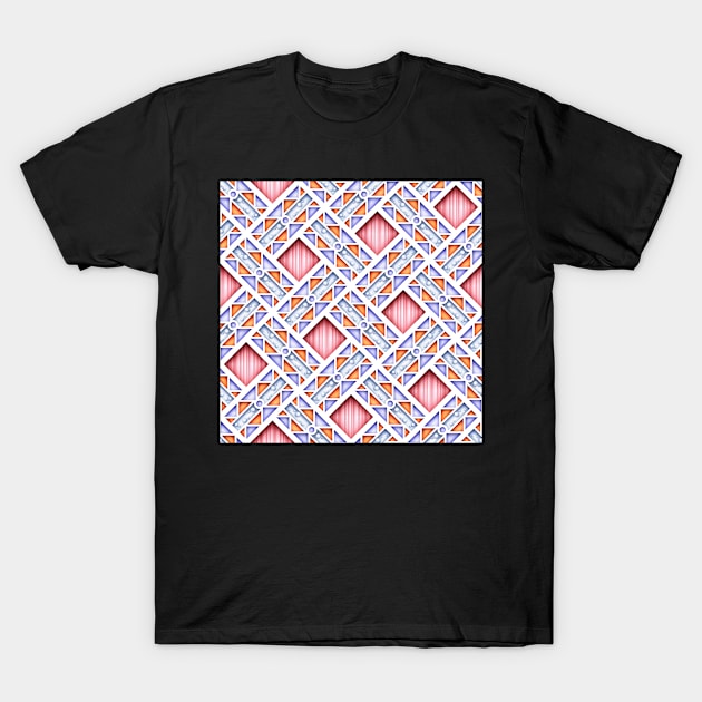 3d Geometric Pattern, Rhombic  Motif T-Shirt by lissantee